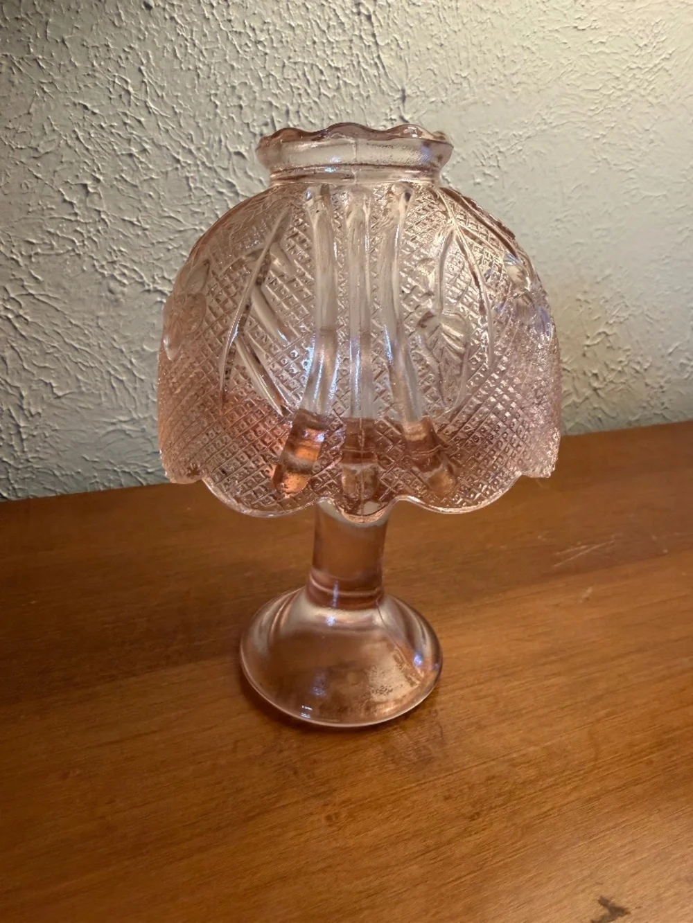 Vintage fairy lamp pink Indiana glass